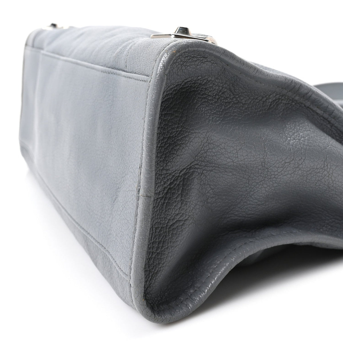 Chevre Silver Metallic Edge Hardware City Bleu Acier