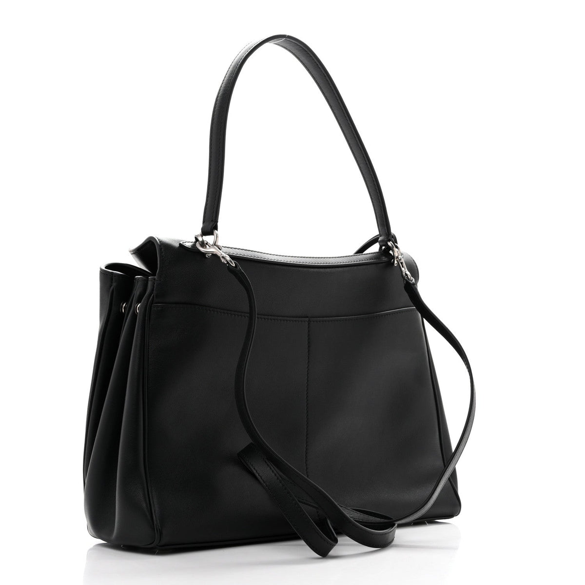 Natural Smooth Calfskin Medium Rodeo Top Handle Handbag Black