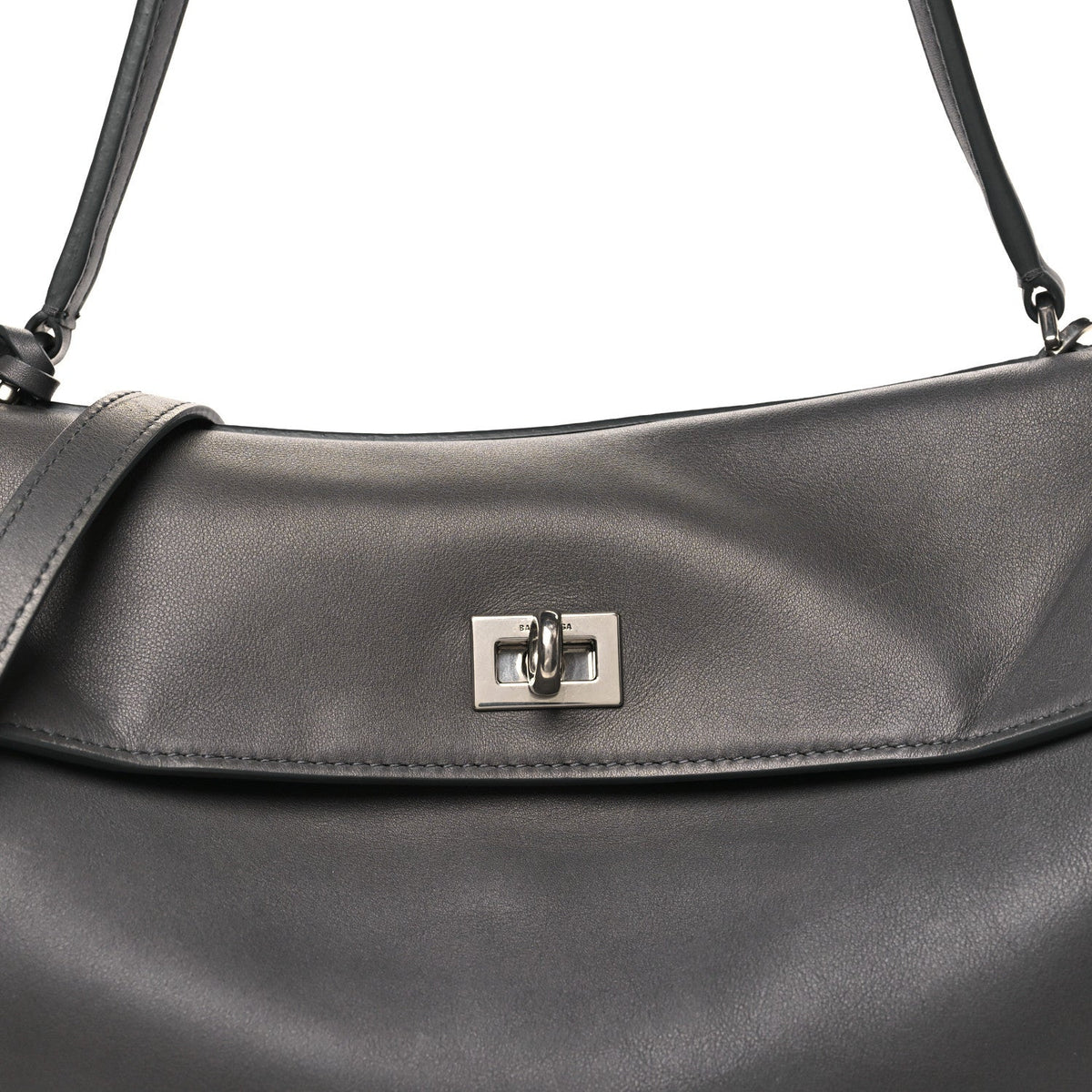 Natural Smooth Calfskin Medium Rodeo Top Handle Handbag Grey