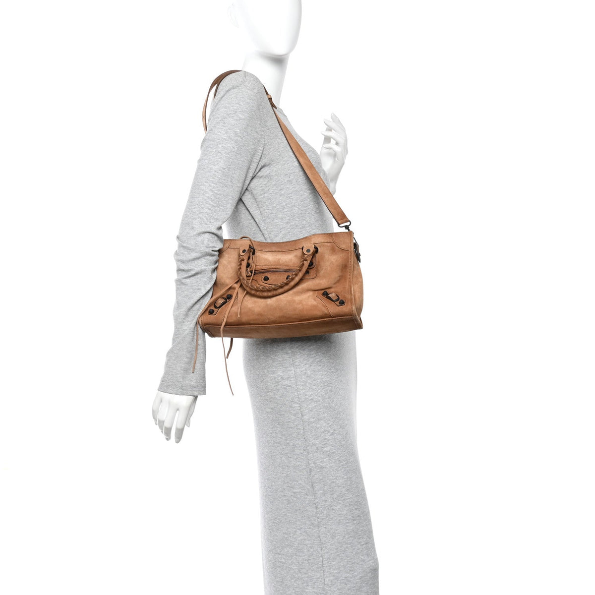 Waxed Suede Calfskin Classic Hardware Small Le City Camel