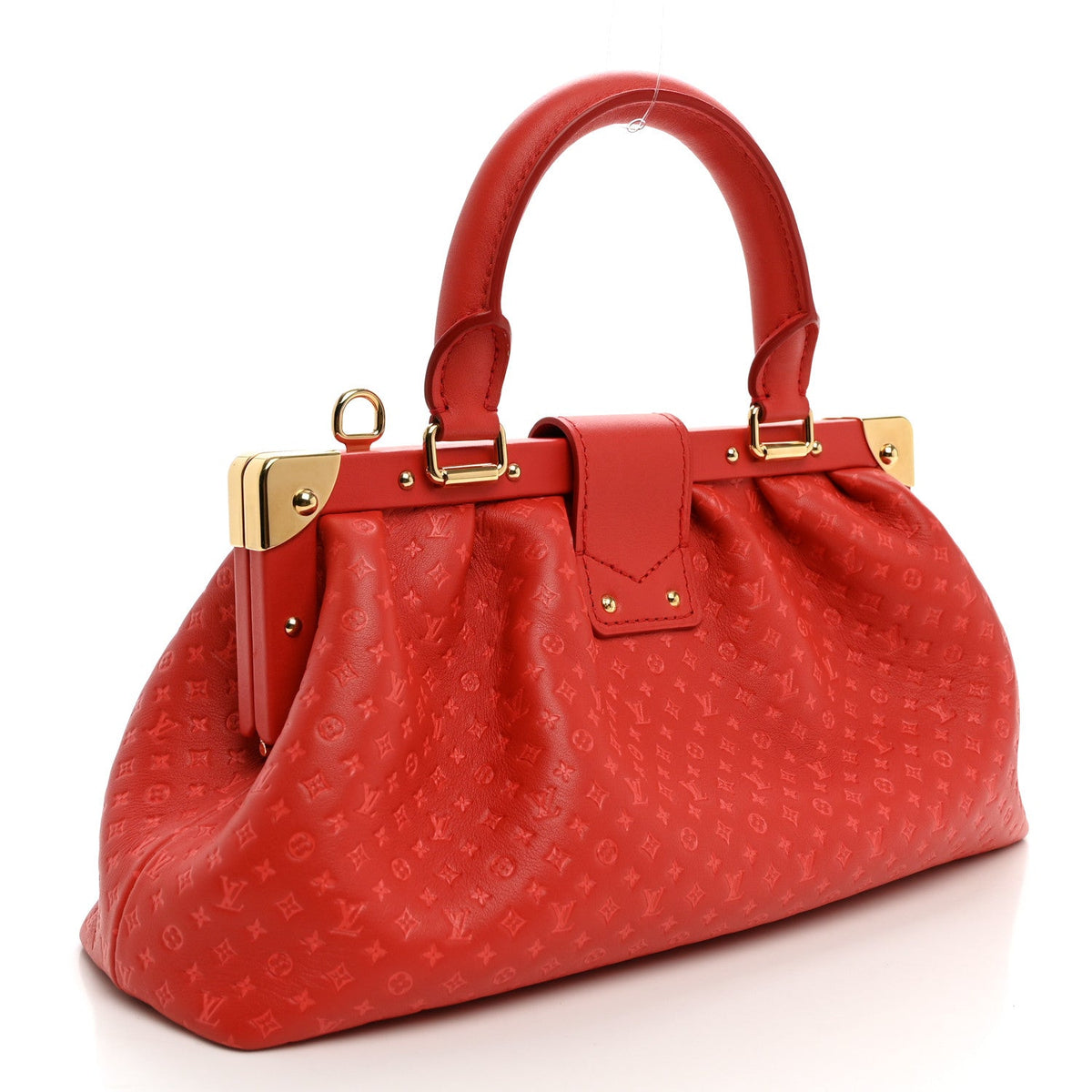 Calfskin Nanogram Embossed Clutch Red