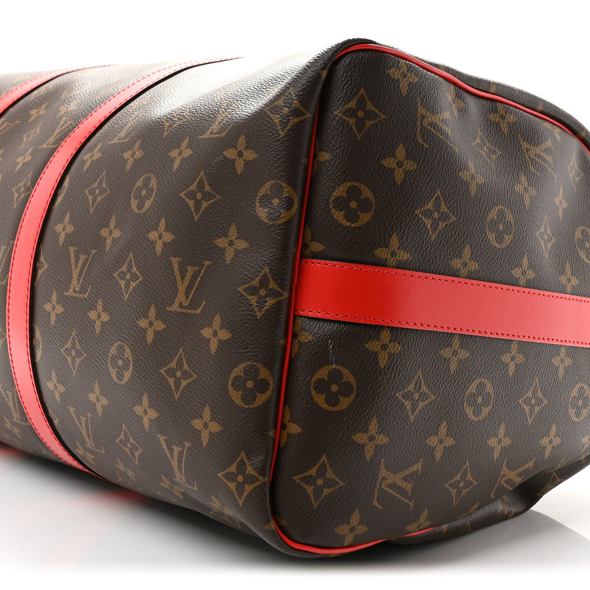 Calfskin Monogram Keepall Bandouliere 50 Coquelicot