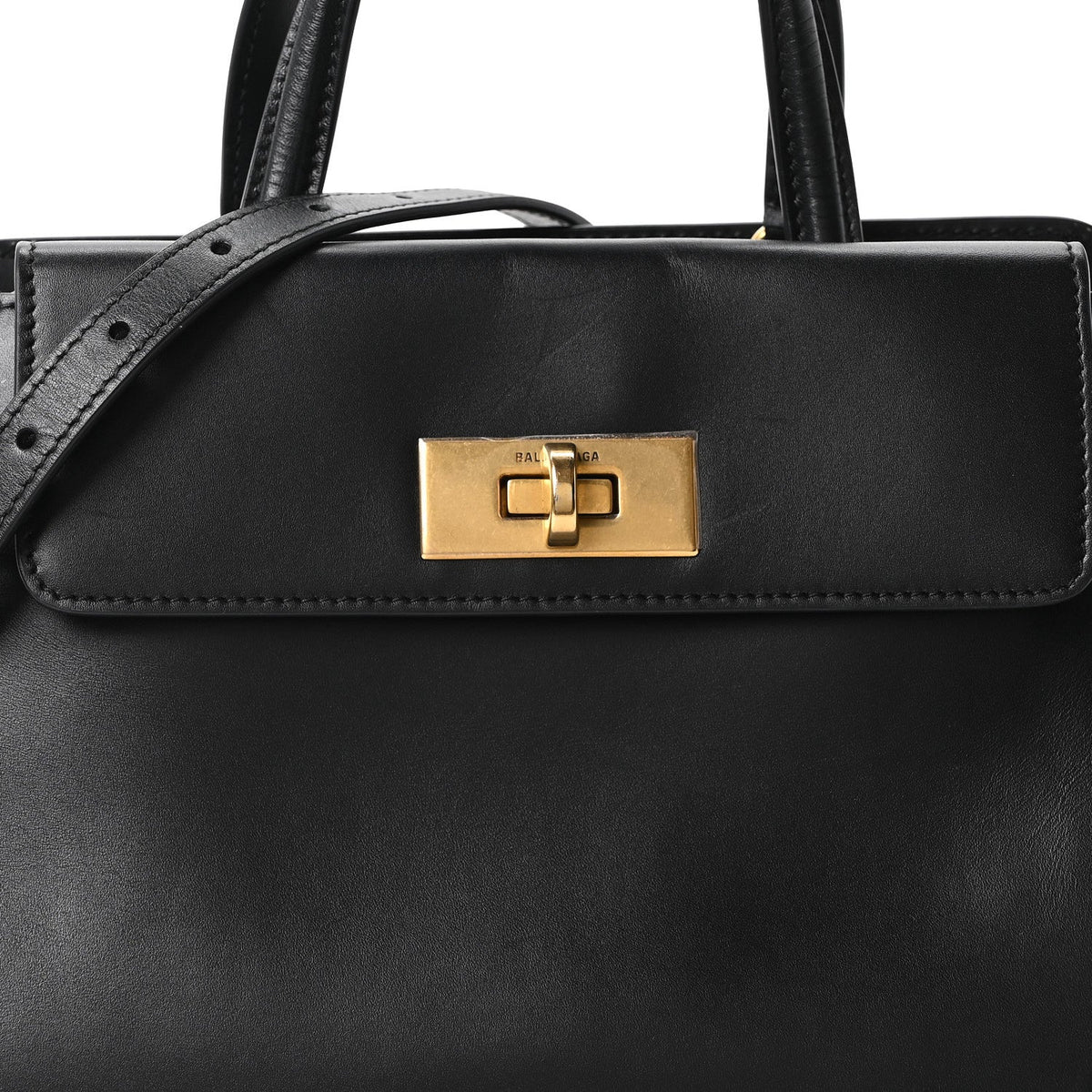 Shiny Box Calfskin Small Money Tote Black