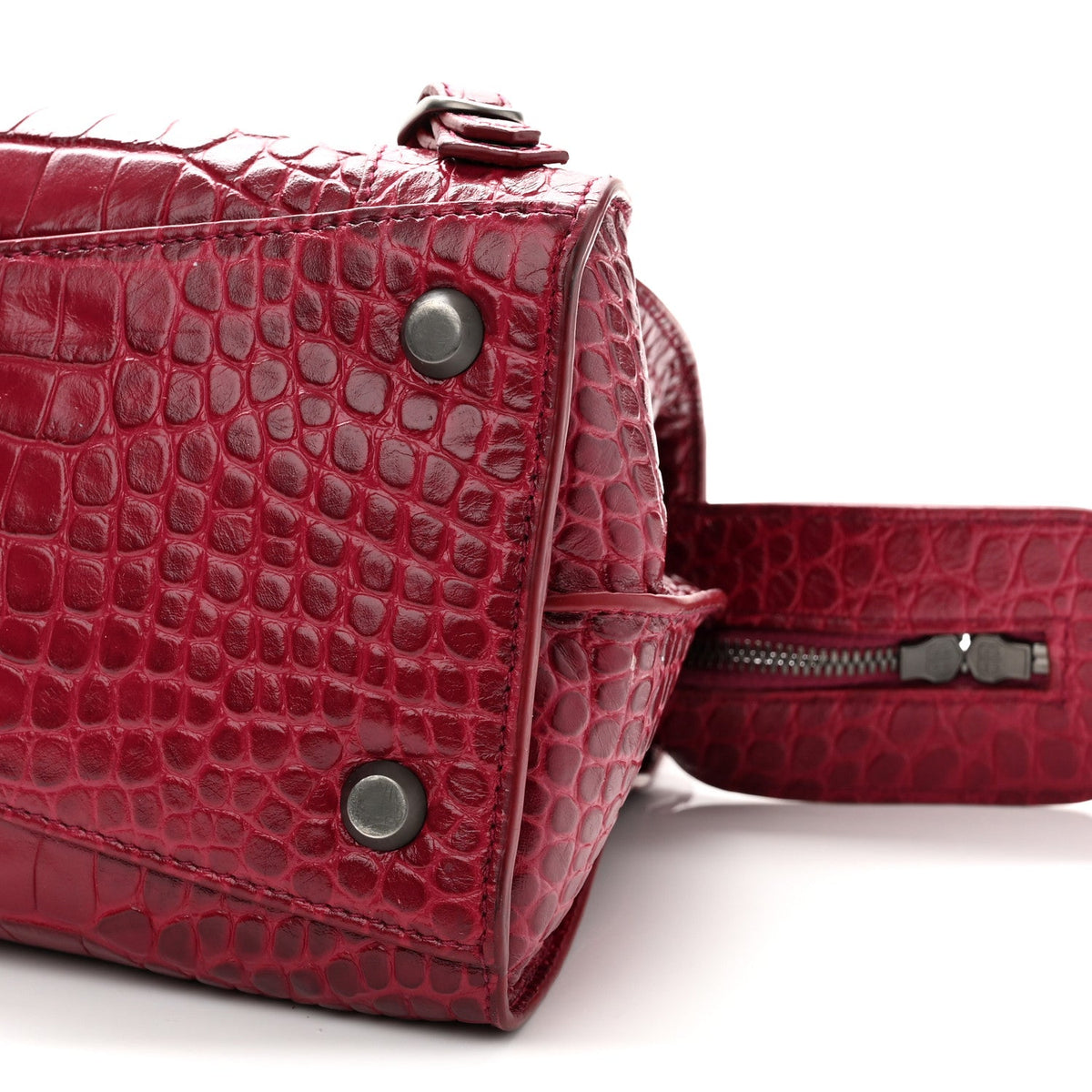 Calfskin Crocodile Embossed Neo Classic Silver Hardware S City Raspberry