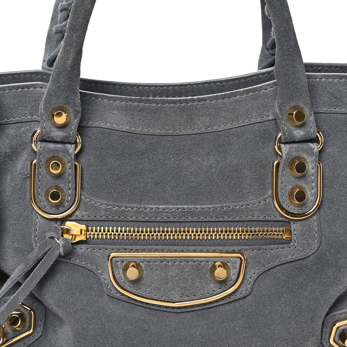 Baby Daim Suede Gold Metallic Edge Hardware S City Gris Plomb