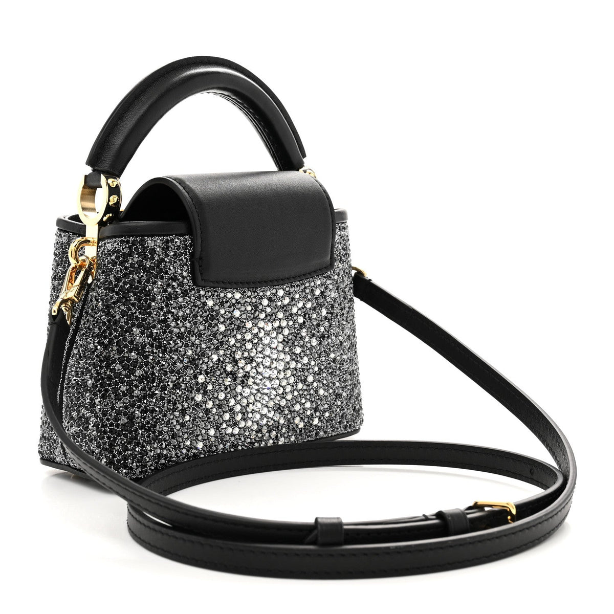 Crystal Cowhide Nano Capucines Silver Black