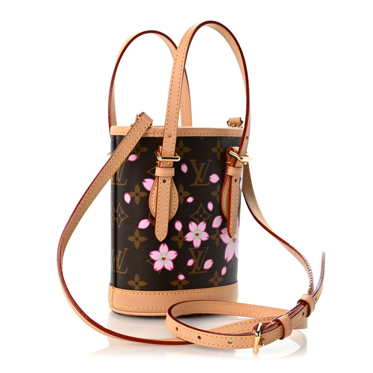 LV X TM Monogram Cherry Blossom Nano Bucket Sakura Brown