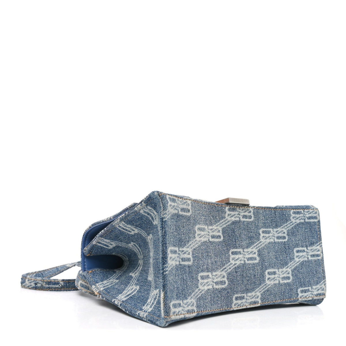 Denim BB Monogram Small Hourglass Top Handle Bag Blue
