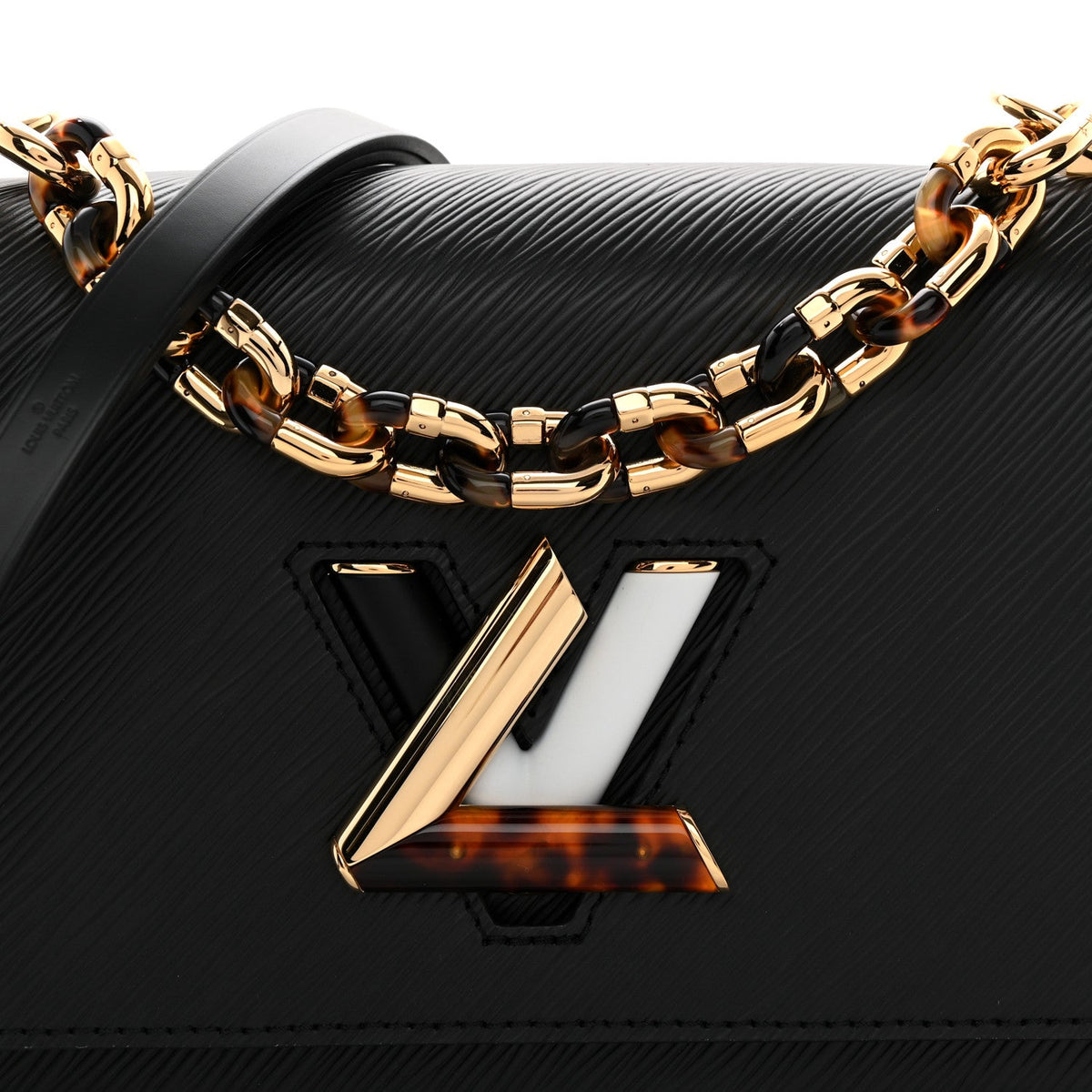 Epi Tortoiseshell Twist Shoulder Bag MM Black