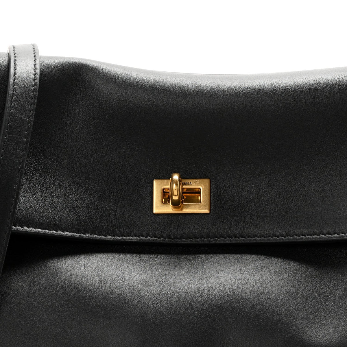 Smooth Calfskin Large Rodeo Top Handle Handbag Black