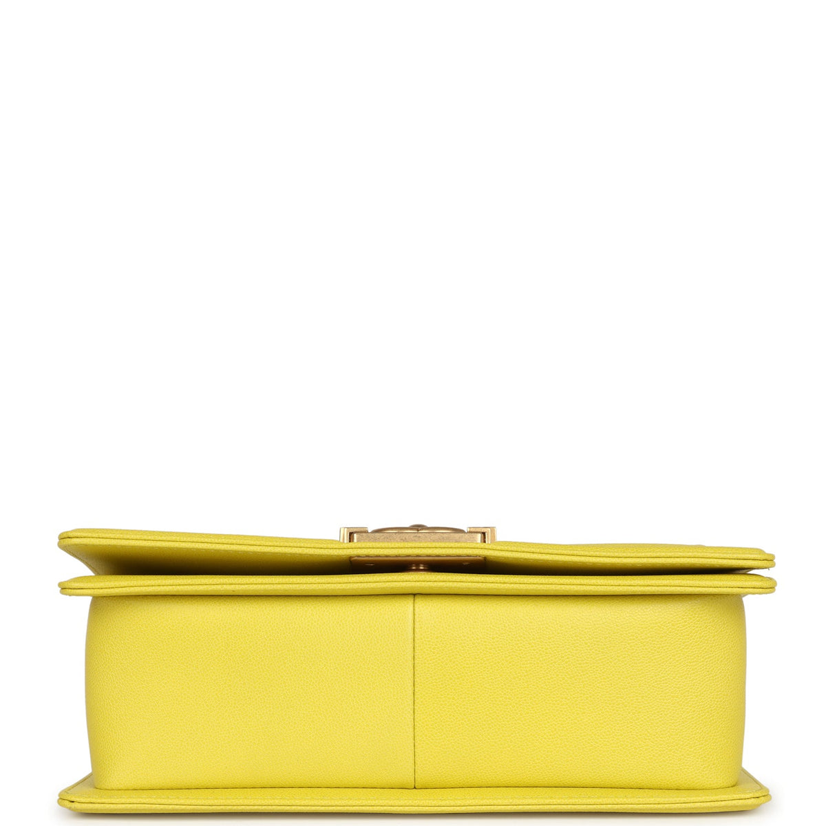 Chanel Medium Chevron Boy Bag Yellow Grained Calfskin Brushed Gold Hardware