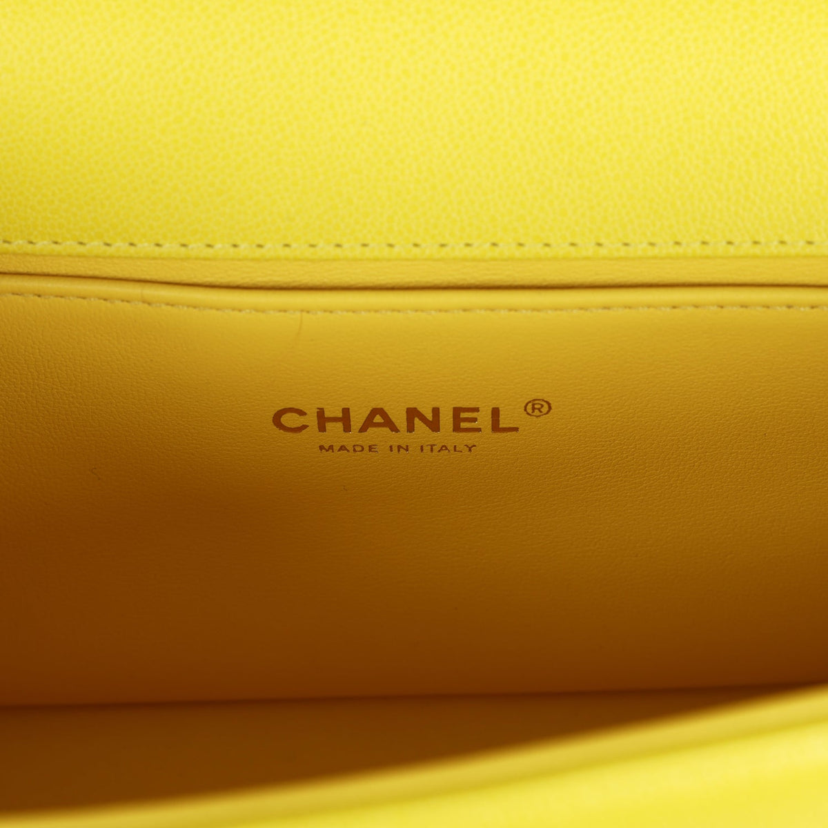 Chanel Medium Chevron Boy Bag Yellow Grained Calfskin Brushed Gold Hardware