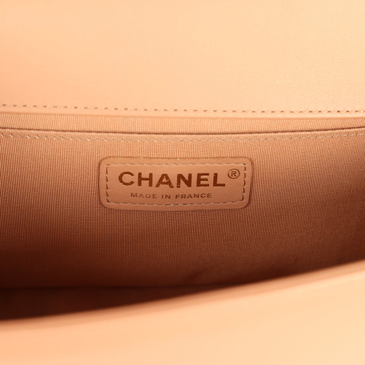 Pre-owned Chanel Medium Boy Bag Dark Beige Lambskin Antique Gold Hardware