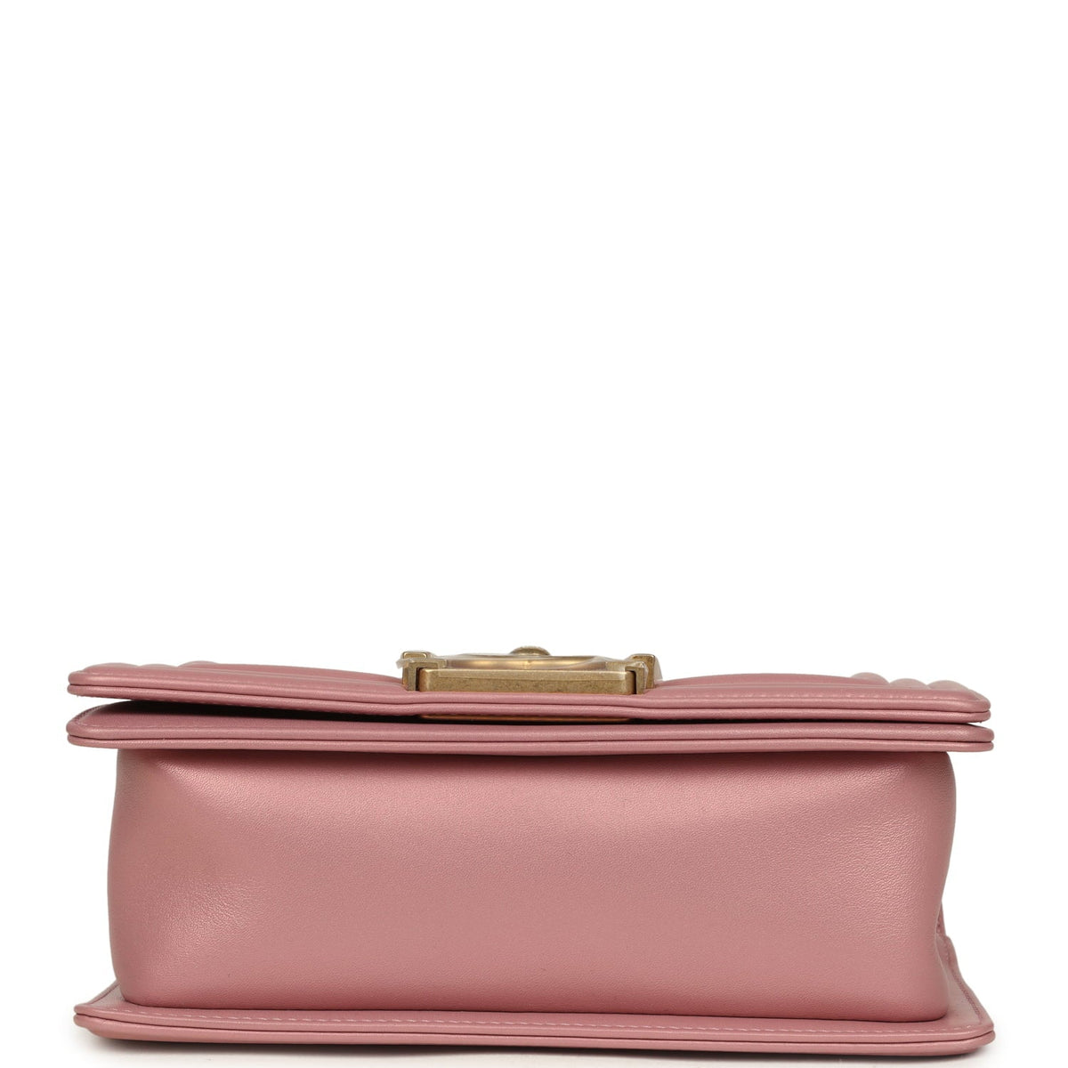 Chanel Small Boy Bag Pink Iridescent Lambskin Antique Gold Hardware