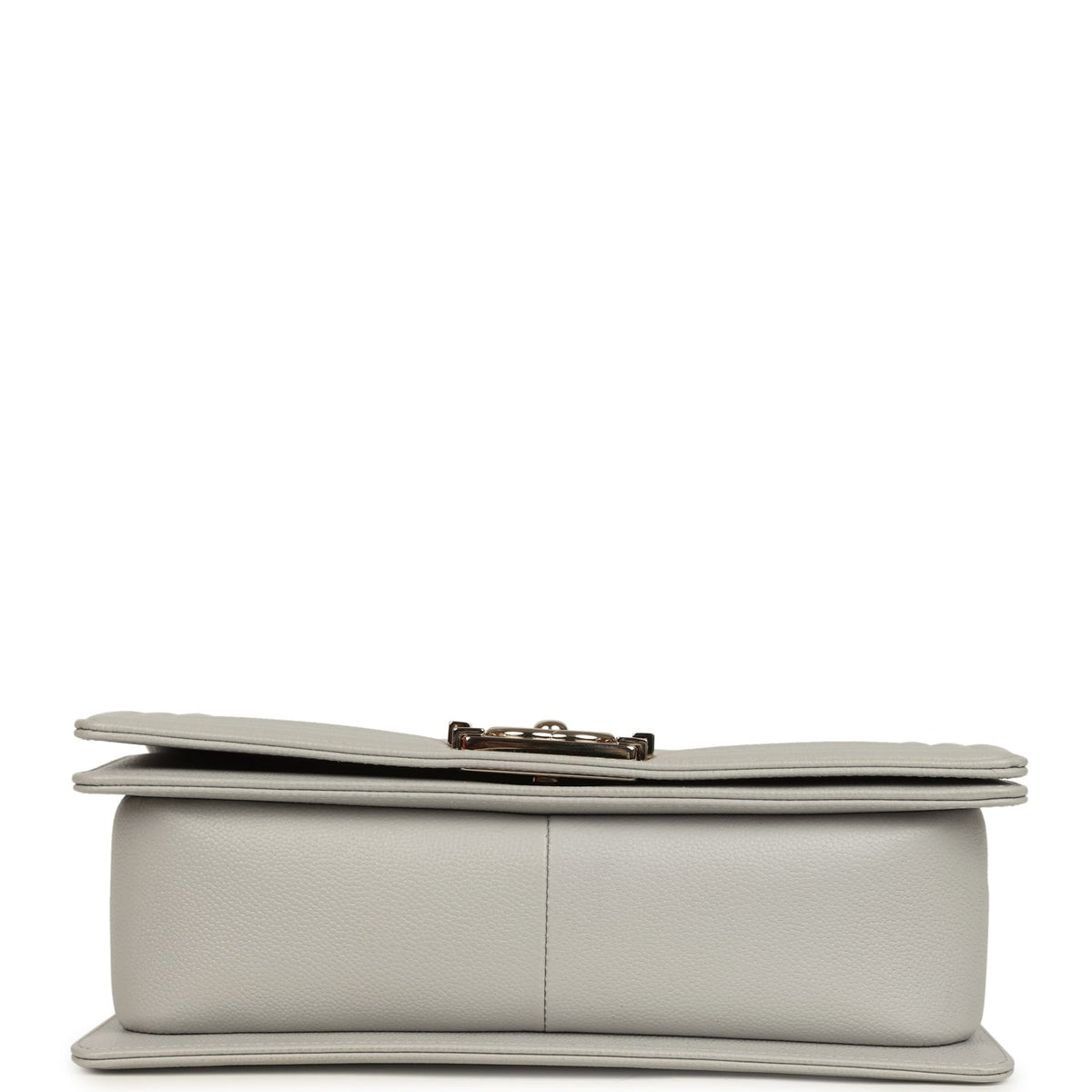 Chanel Medium Boy Bag Light Grey Caviar Light Gold Hardware