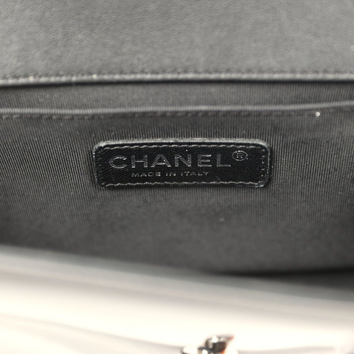 Pre-owned Chanel Medium Boy Bag Black Patent Silver Hardware