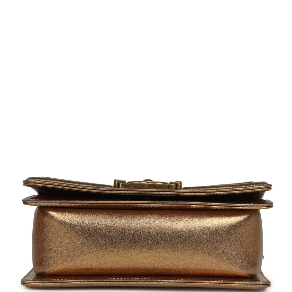 Pre-owned Chanel Small Boy Bag Metallic Gold Python Antique Gold Hardware