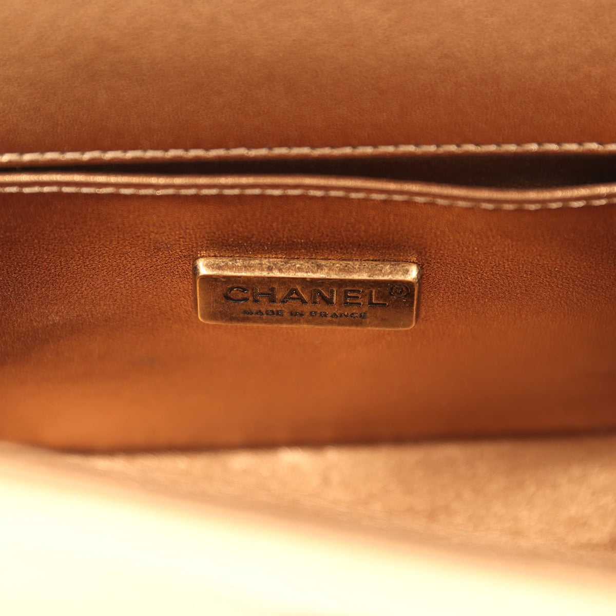 Pre-owned Chanel Small Boy Bag Metallic Gold Python Antique Gold Hardware