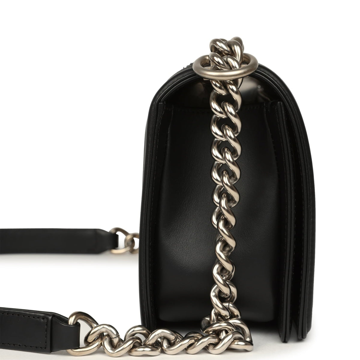 Pre-owned Chanel Boy Bag Black Python, Calfskin Matte Silver Hardware