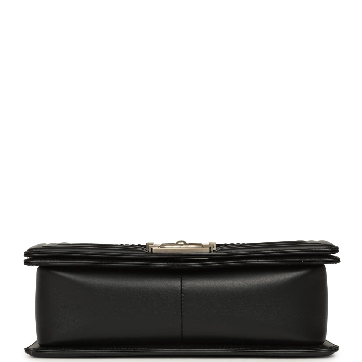 Pre-owned Chanel Boy Bag Black Python, Calfskin Matte Silver Hardware