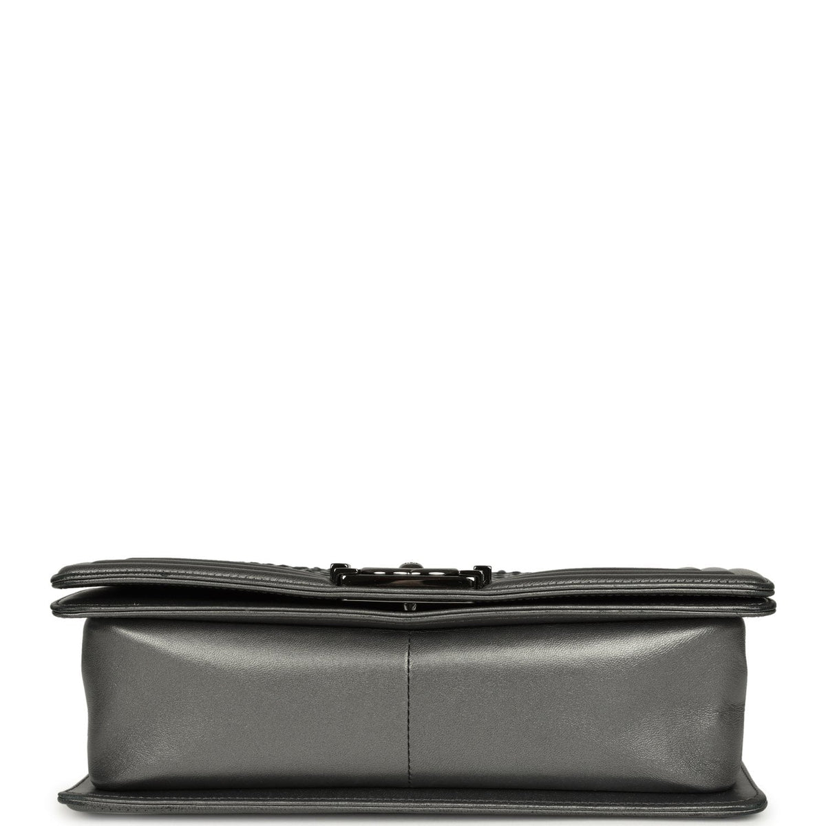 Pre-owned Chanel Medium Boy Bag Silver Python Ruthenium Hardware