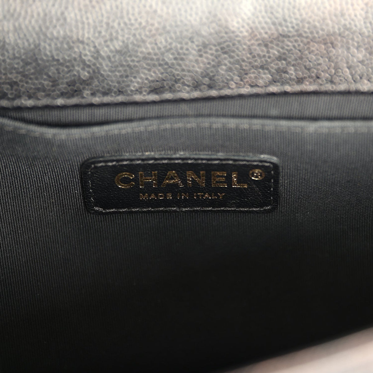 Pre-owned Chanel Medium Chevron Boy Bag Black Caviar Antique Gold Hardware