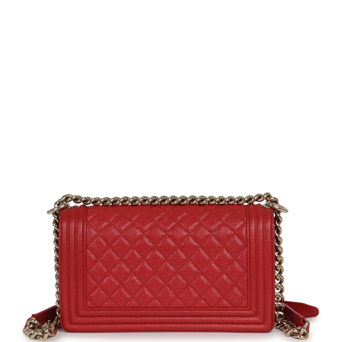 Pre-owned Chanel Medium Boy Bag Red Caviar Gold Hardware
