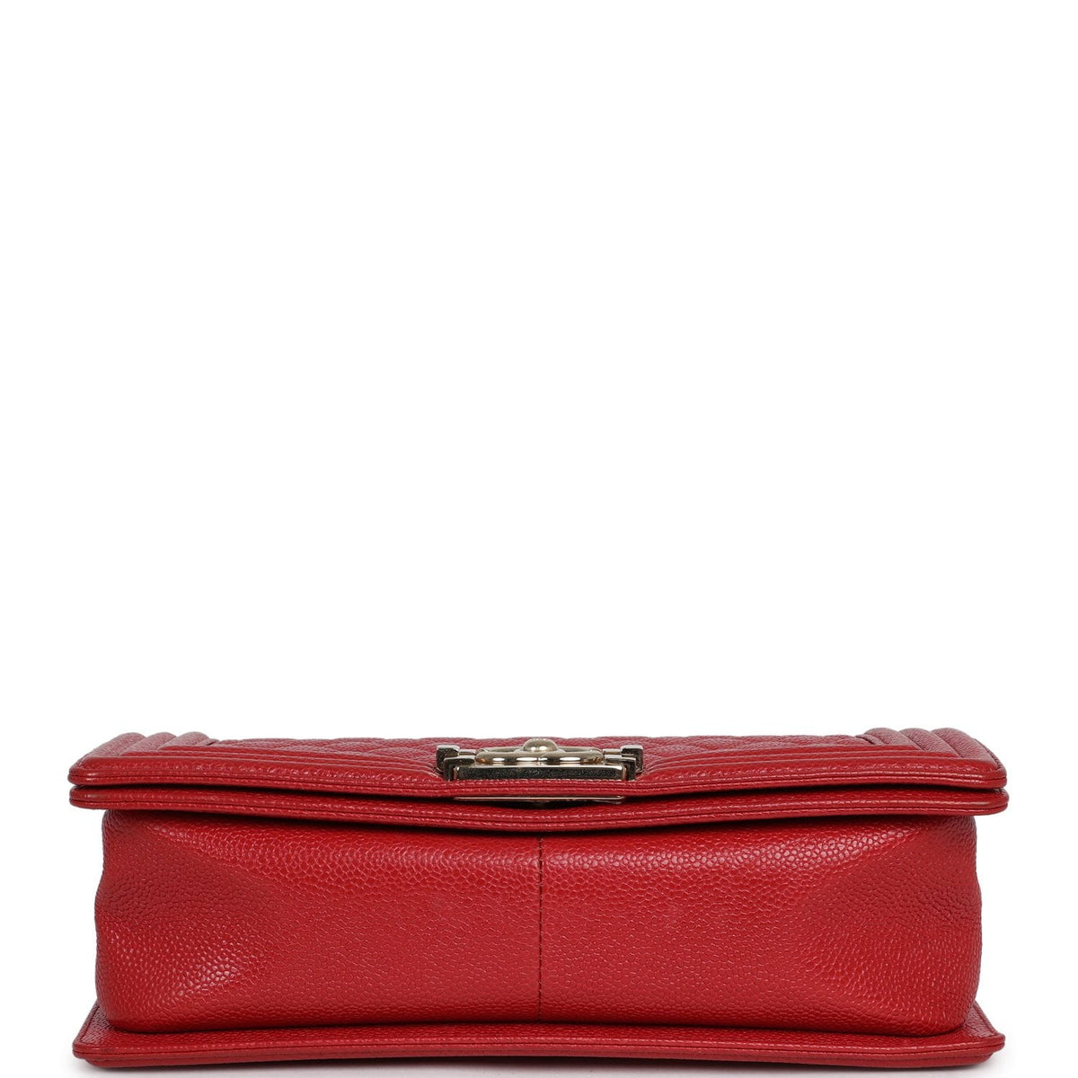 Pre-owned Chanel Medium Boy Bag Red Caviar Gold Hardware