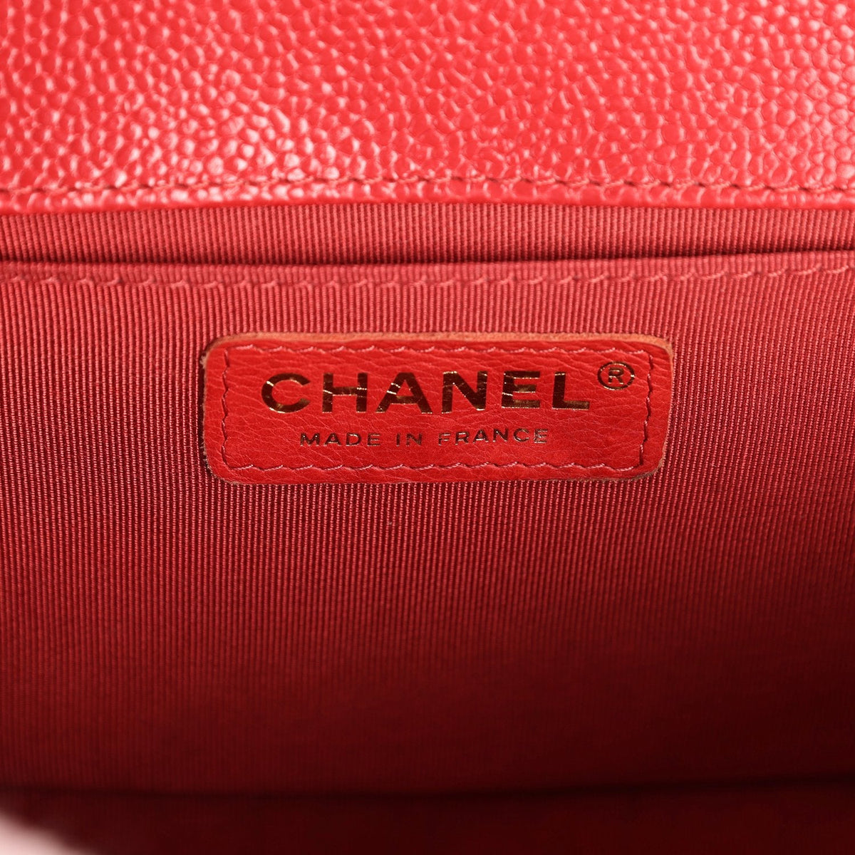 Pre-owned Chanel Medium Boy Bag Red Caviar Gold Hardware