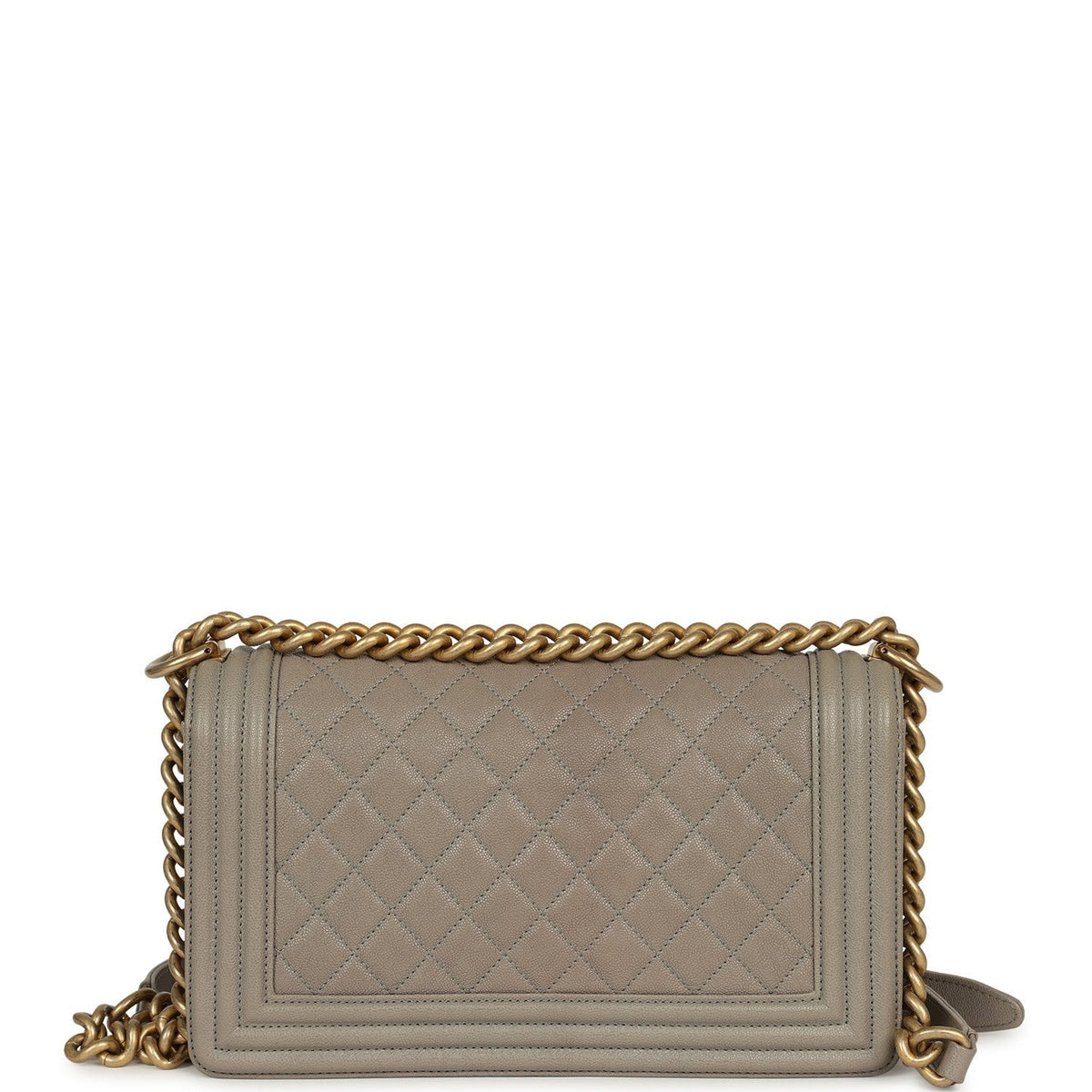 Pre-owned Chanel Medium Boy Bag Grey Caviar Antique Gold Hardware