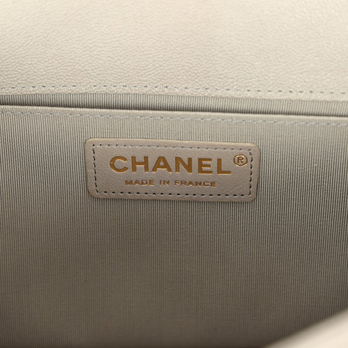 Pre-owned Chanel Medium Boy Bag Grey Caviar Antique Gold Hardware