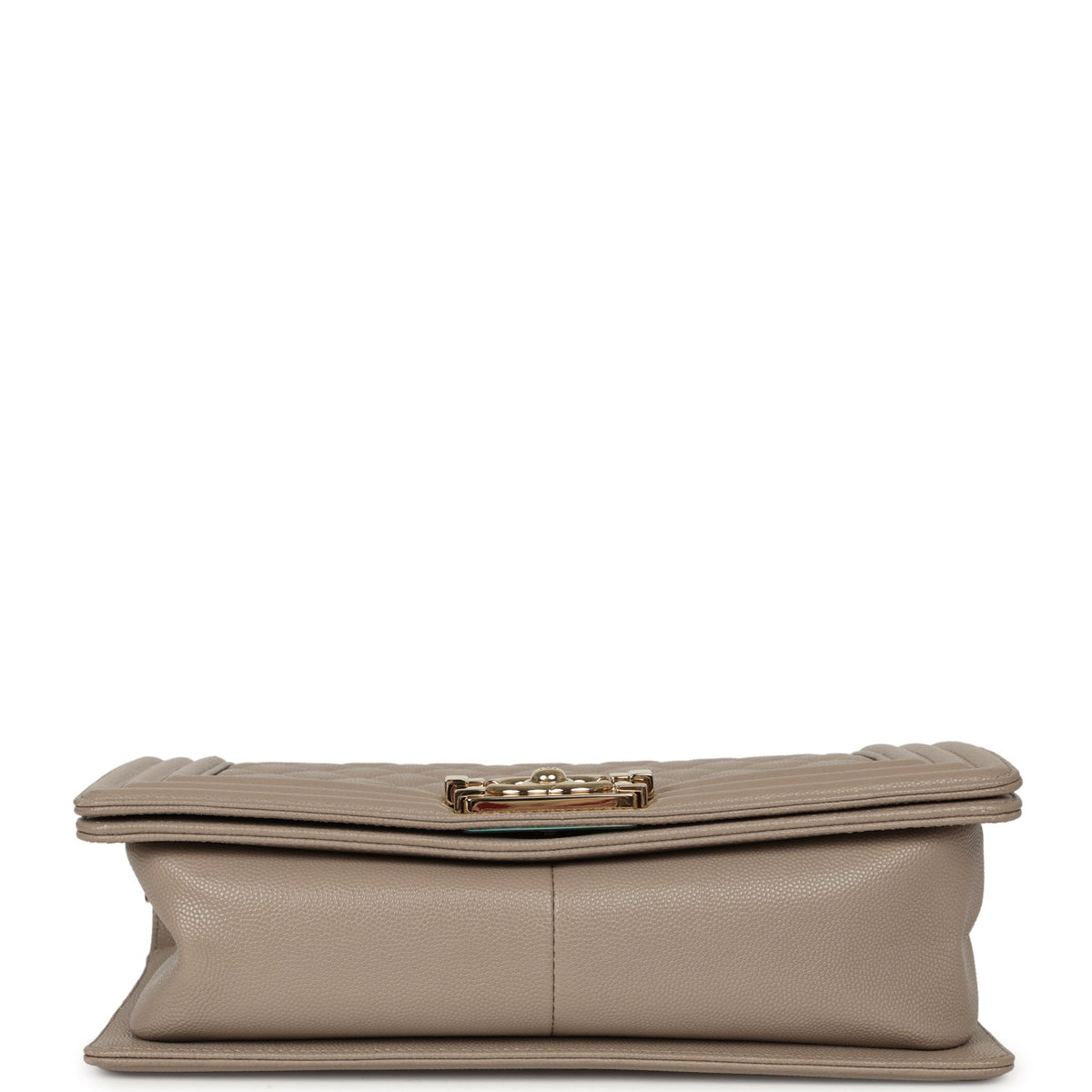 Pre-owned Chanel Medium Boy Bag Dark Beige Shiny Caviar Light Gold Hardware