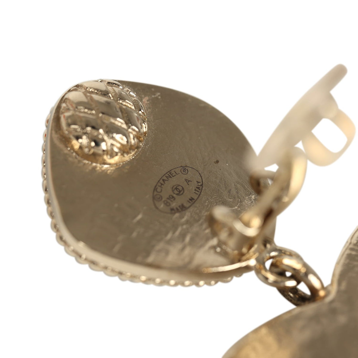 Chanel Large "Along the Nile" Egypt CC Drop Dangle Clip on Earrings Gold Resin Light Gold