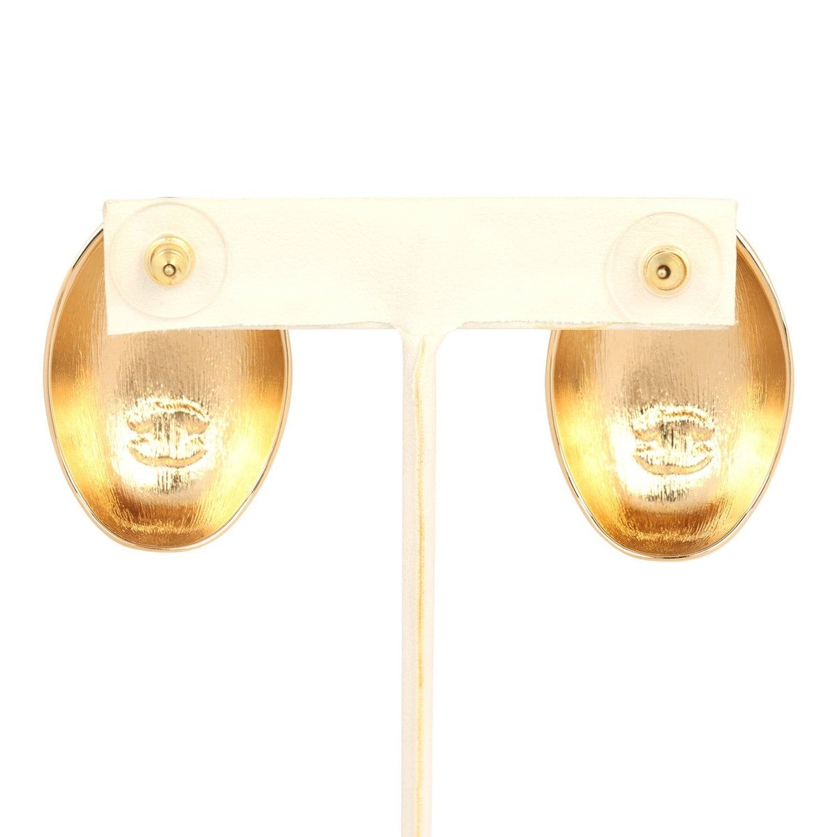 Chanel CC Oval Drop Earrings Black Resin, Gold Tone Hardware