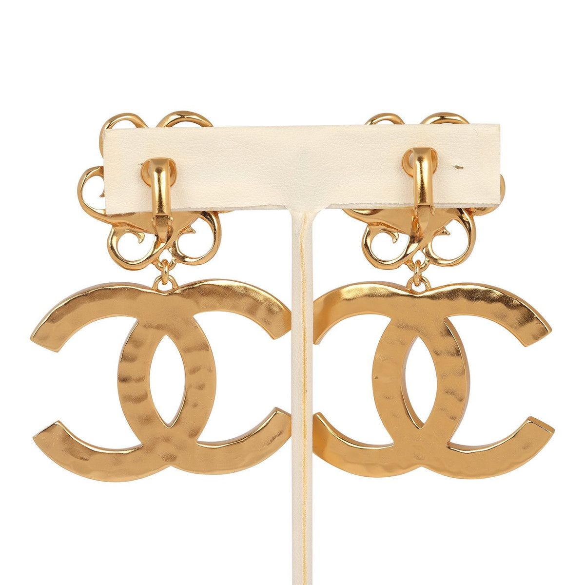 Chanel Resin Flower CC Drop Clip-On Earrings White Gold Tone Hardware