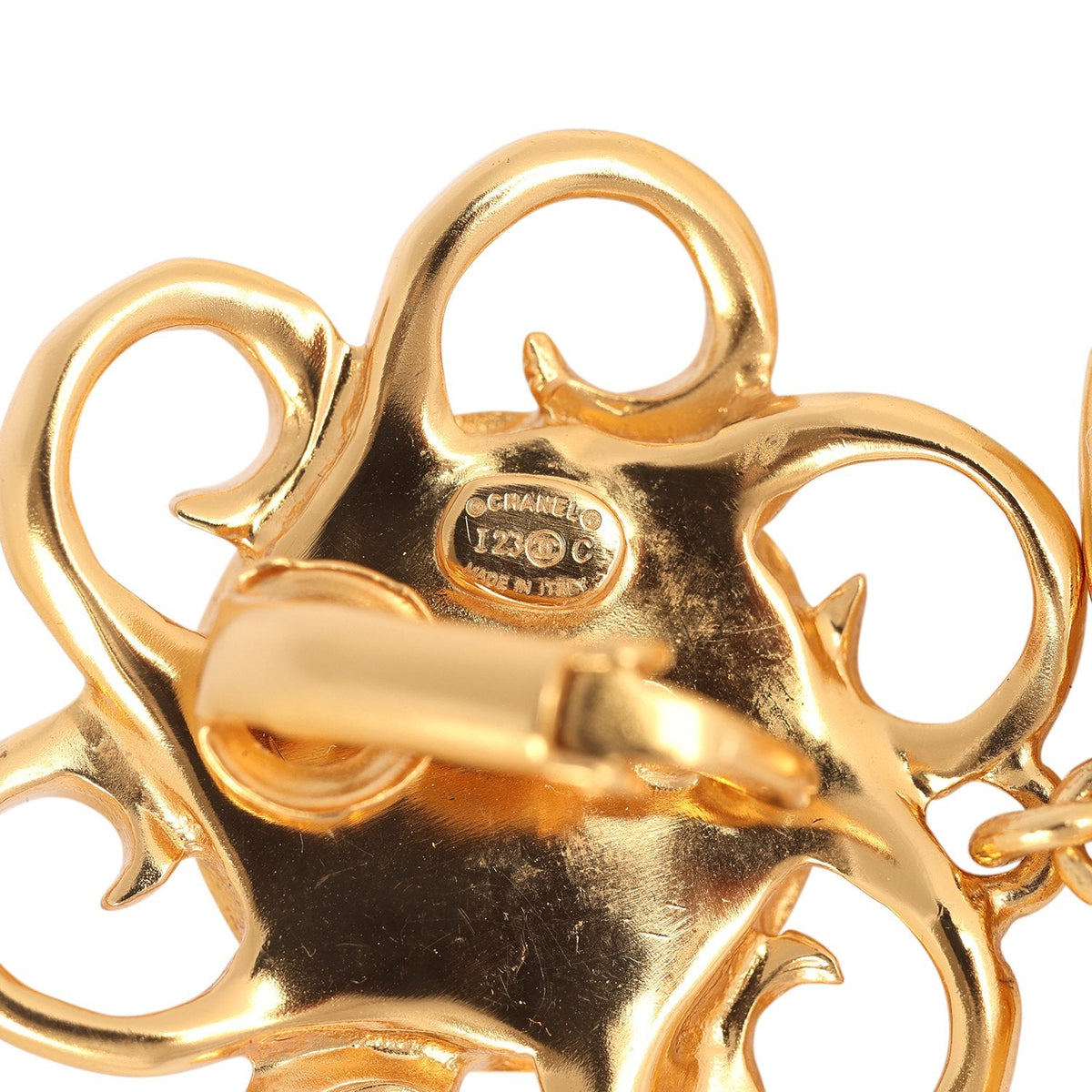 Chanel Resin Flower CC Drop Clip-On Earrings White Gold Tone Hardware