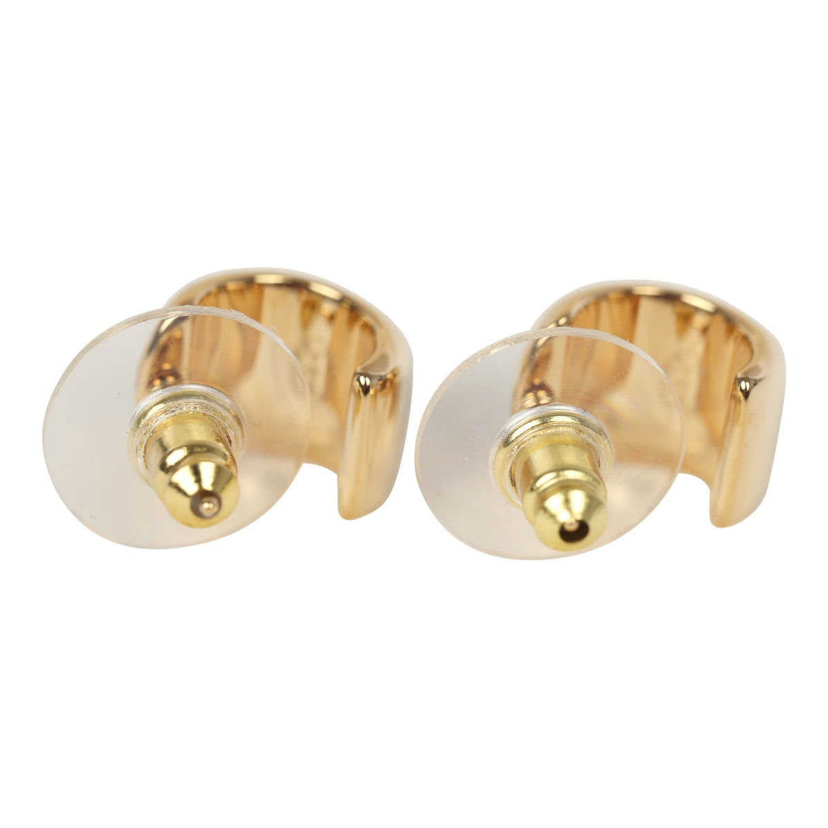 Chanel Mini CC Hoop Stud Earrings Black Resin, Gold Tone Hardware