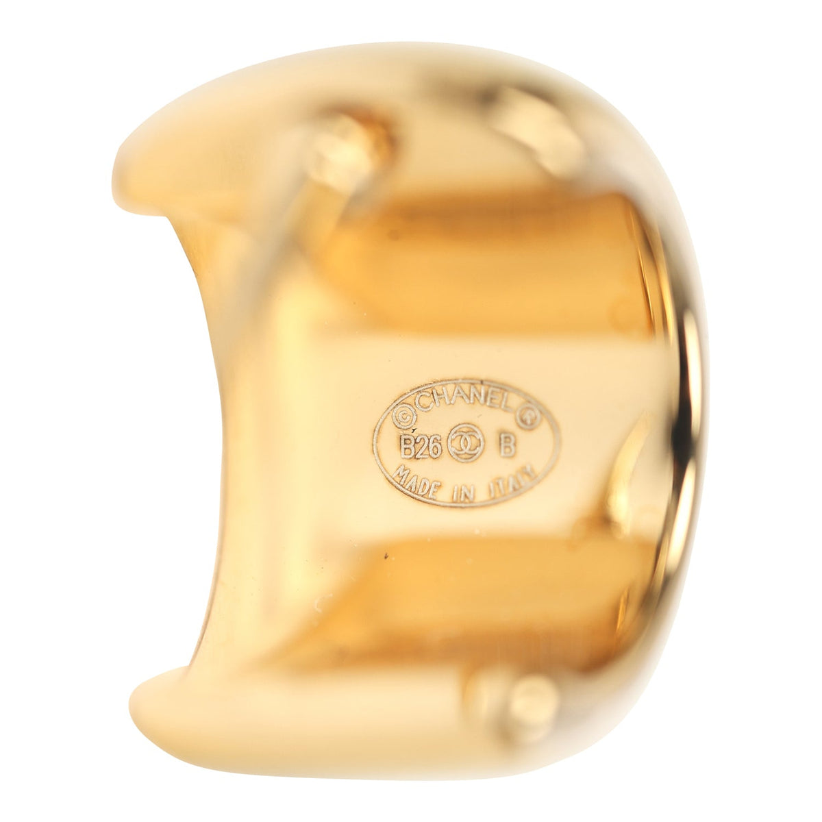 Chanel Mini CC Hoop Stud Earrings Black Resin, Gold Tone Hardware