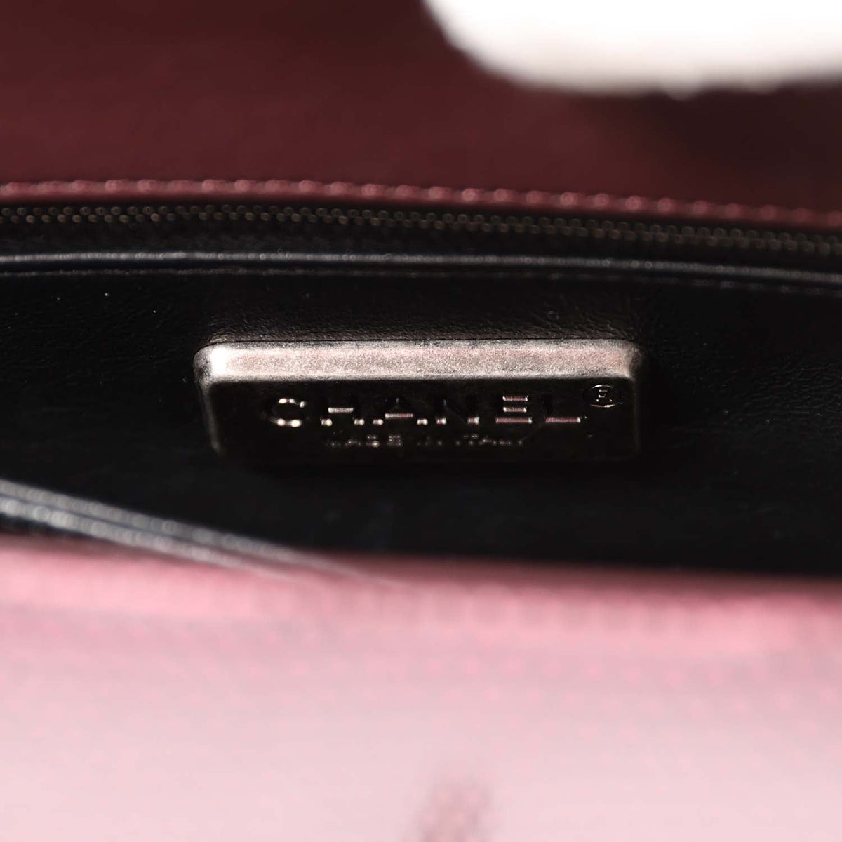 Pre-owned Chanel Mini Coco Handle Burgundy Lizard Ruthenium Hardware