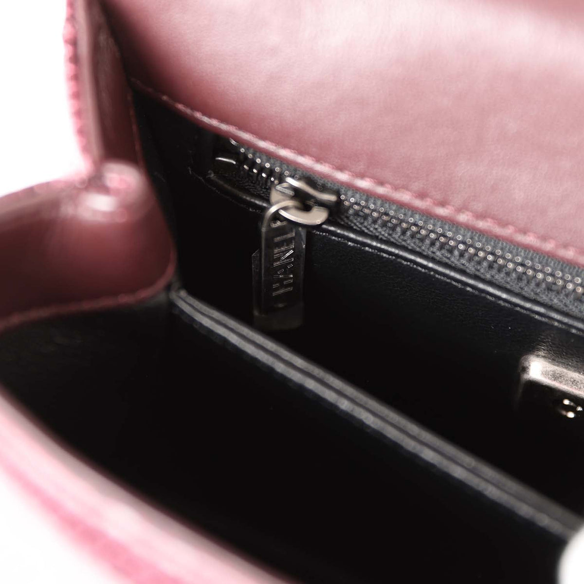 Pre-owned Chanel Mini Coco Handle Burgundy Lizard Ruthenium Hardware