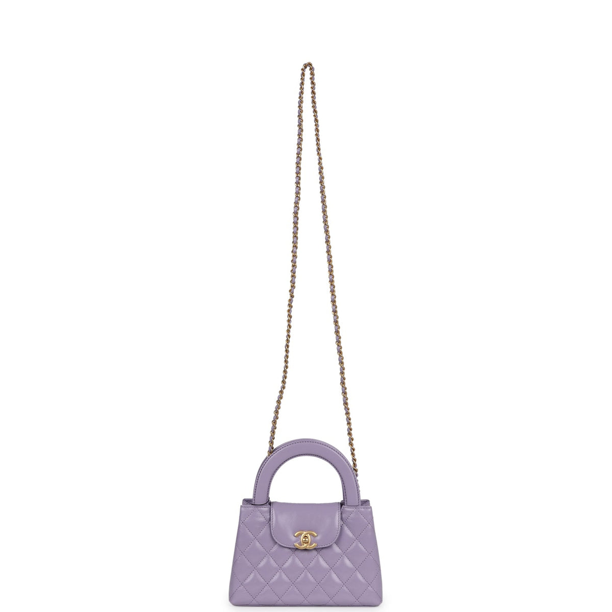 Chanel Small Kelly Shopper Light Purple Shiny Aged Calfskin Brushed Gold Hardware