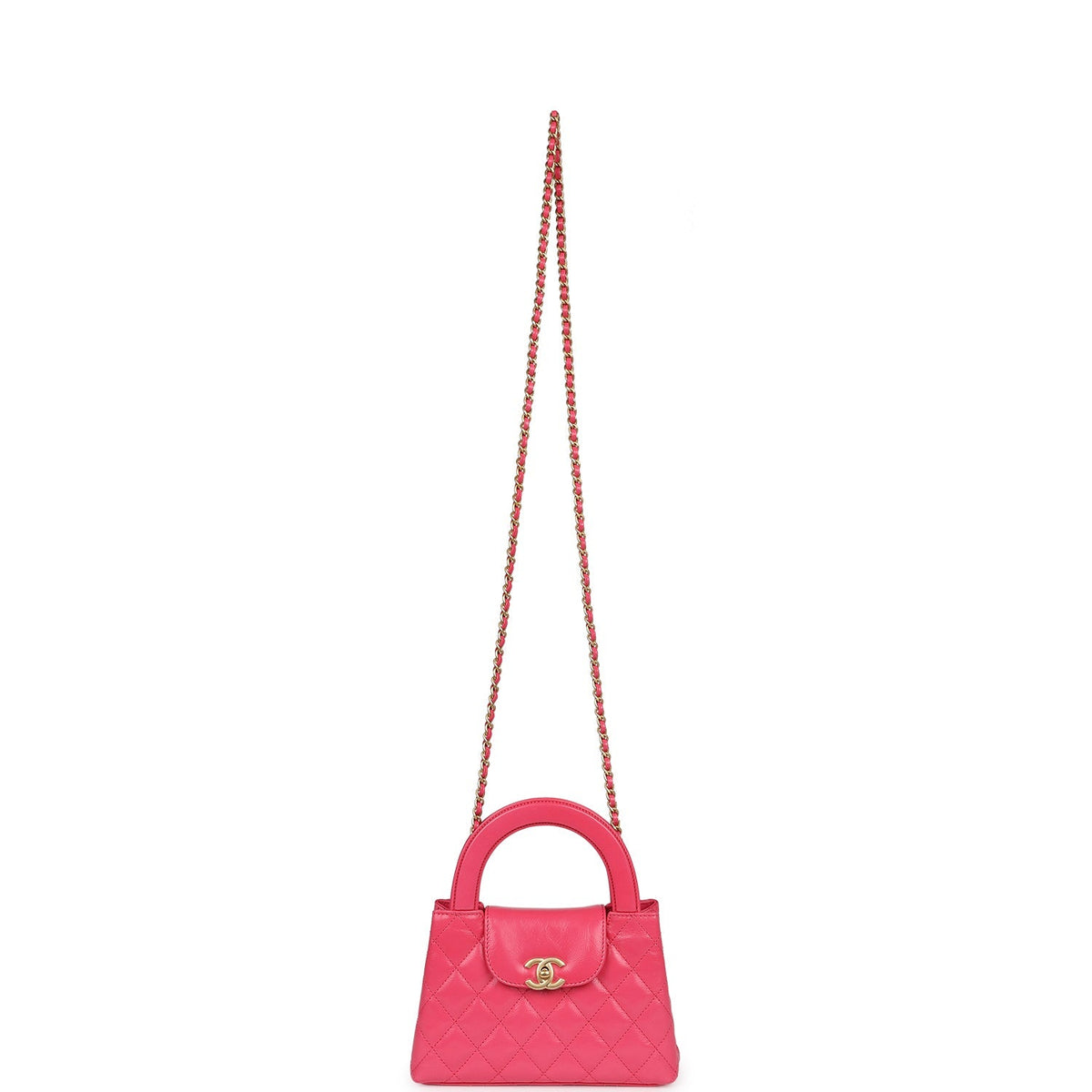 Chanel Small Kelly Shopper Dark Pink Shiny Aged Calfskin Brushed Gold Hardware