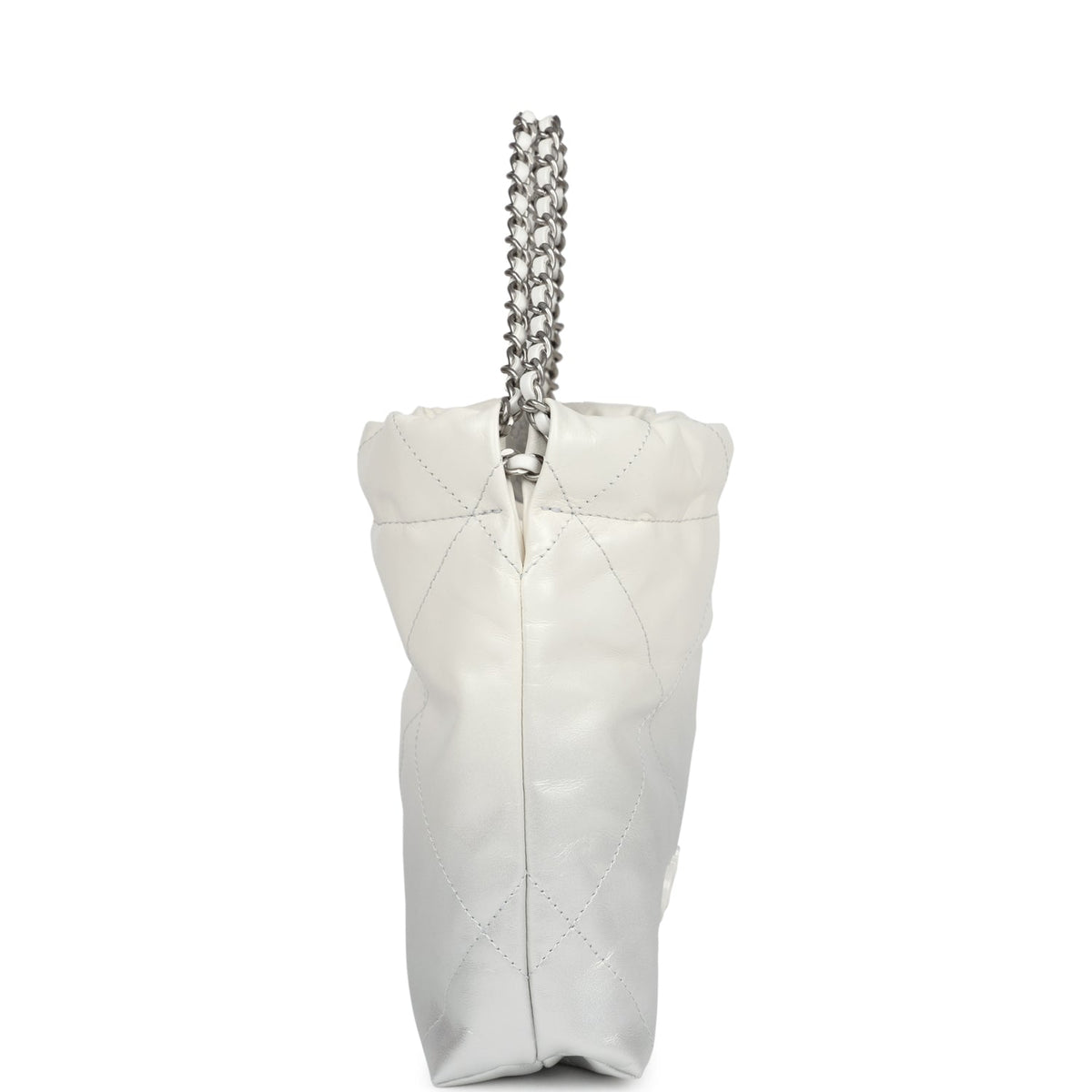 Chanel Mini 22 Bag White, Silver Ombre Metallic Calfskin Silver Hardware