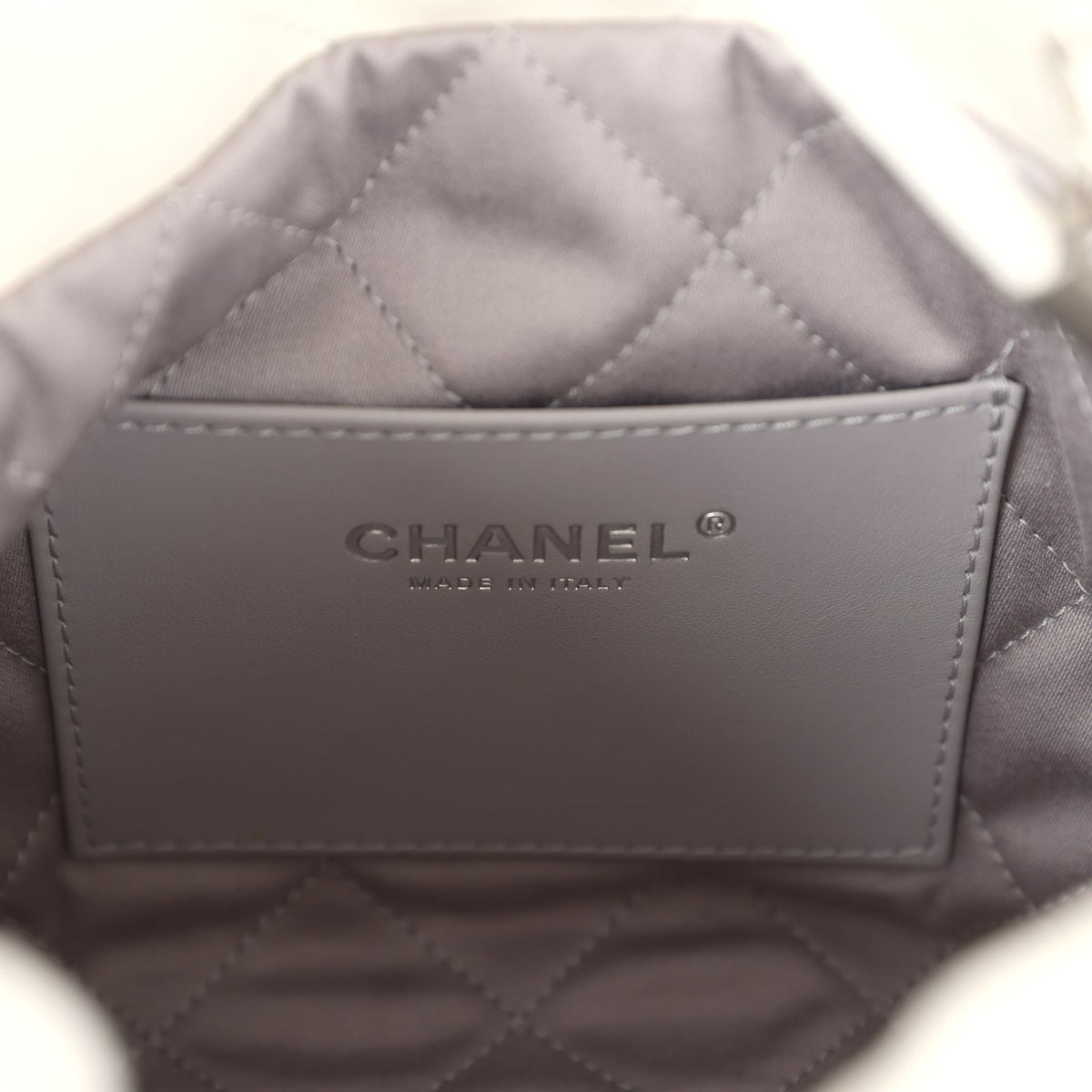 Chanel Mini 22 Bag White, Silver Ombre Metallic Calfskin Silver Hardware