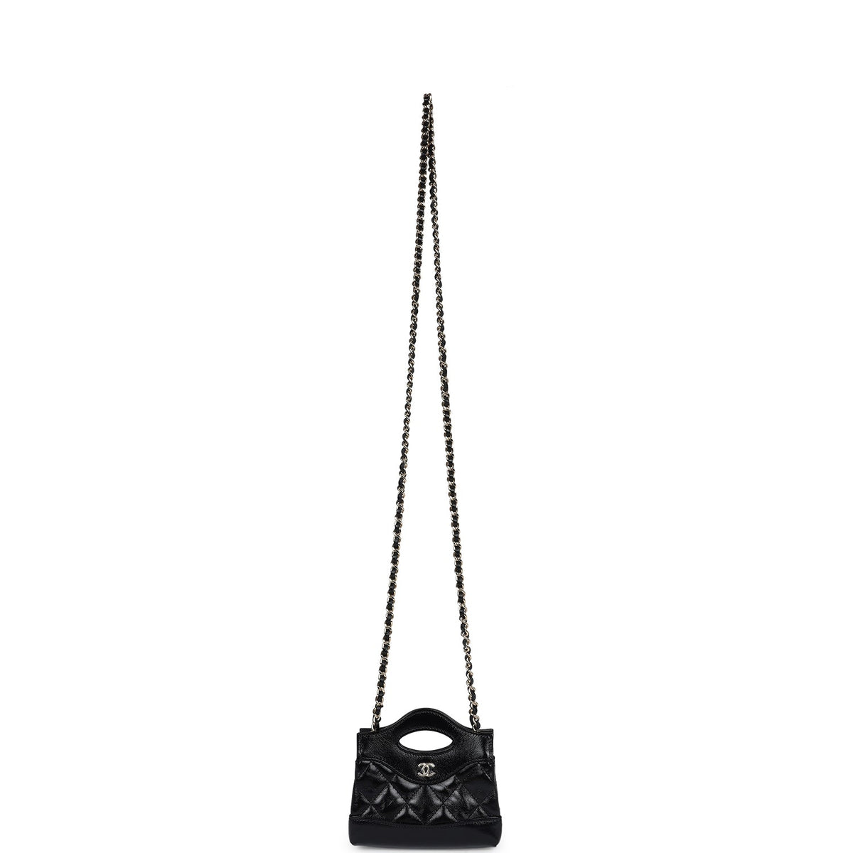 Chanel Micro 31 Shopper Black Shiny Lambskin Light Gold Hardware
