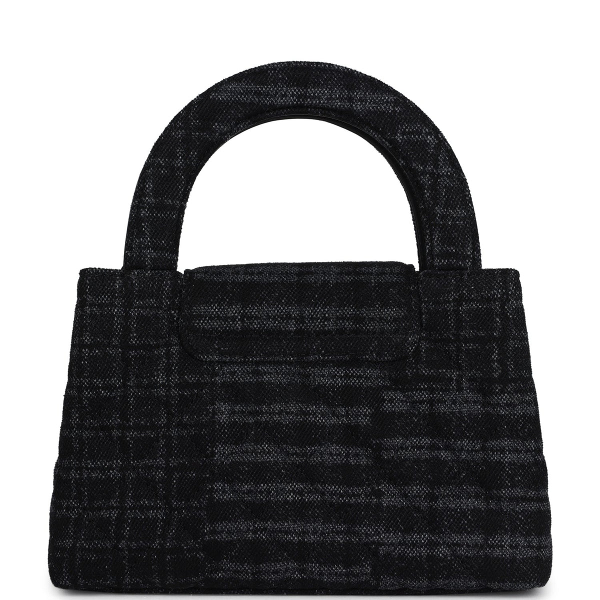 Chanel Small Kelly Shopper Dark Grey, Black Plaid Canvas Ruthenium Hardware