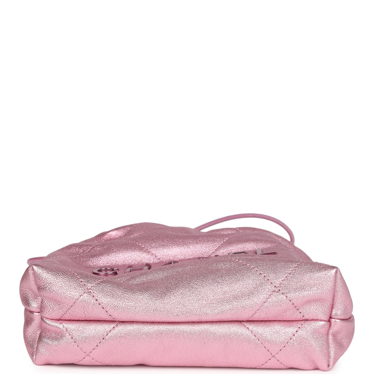 Chanel Mini 22 Bag Pink Metallic Lambskin Lacquered Metal Hardware