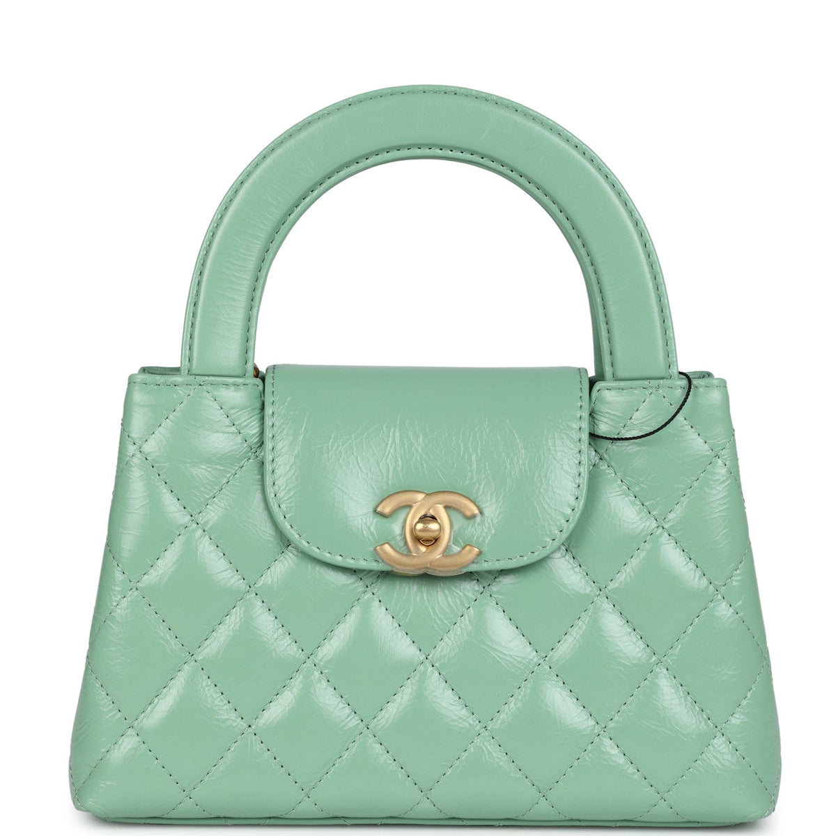 Chanel Small Kelly Shopper Light Green Shiny Aged Calfskin Brushed Gold Hardware