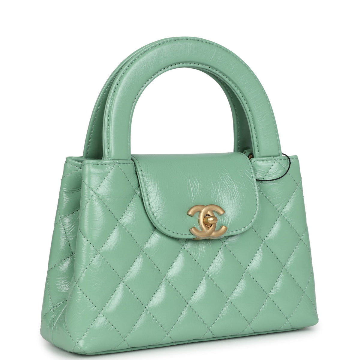 Chanel Small Kelly Shopper Light Green Shiny Aged Calfskin Brushed Gold Hardware