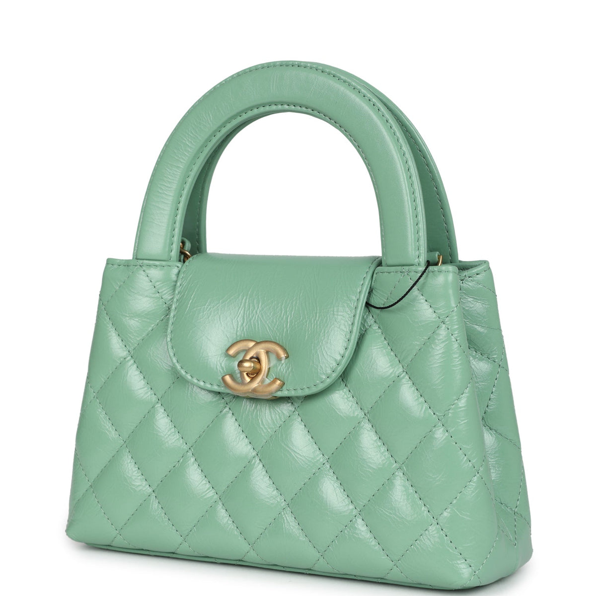 Chanel Small Kelly Shopper Light Green Shiny Aged Calfskin Brushed Gold Hardware